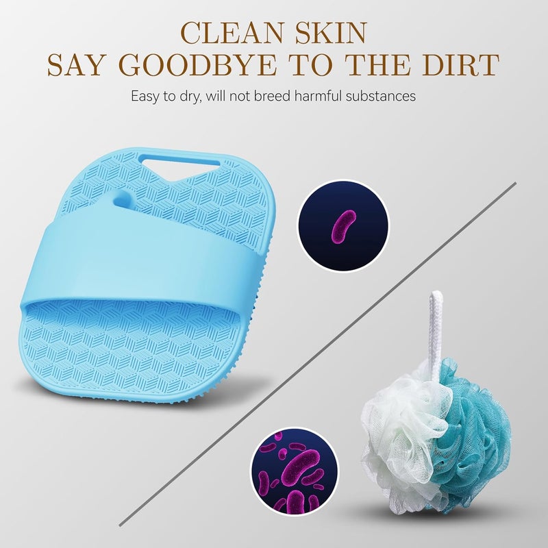 Kpyphm Zinc Infused Silicone Body Scrubber for Men, New Upgrade Deep Exfoliating Body Scrubber for Shower, Silicone Loofah Men for Sensitive Skin with Lathering Bristles and Ergonomic Non-Slip Handle (Blue) - Image 5